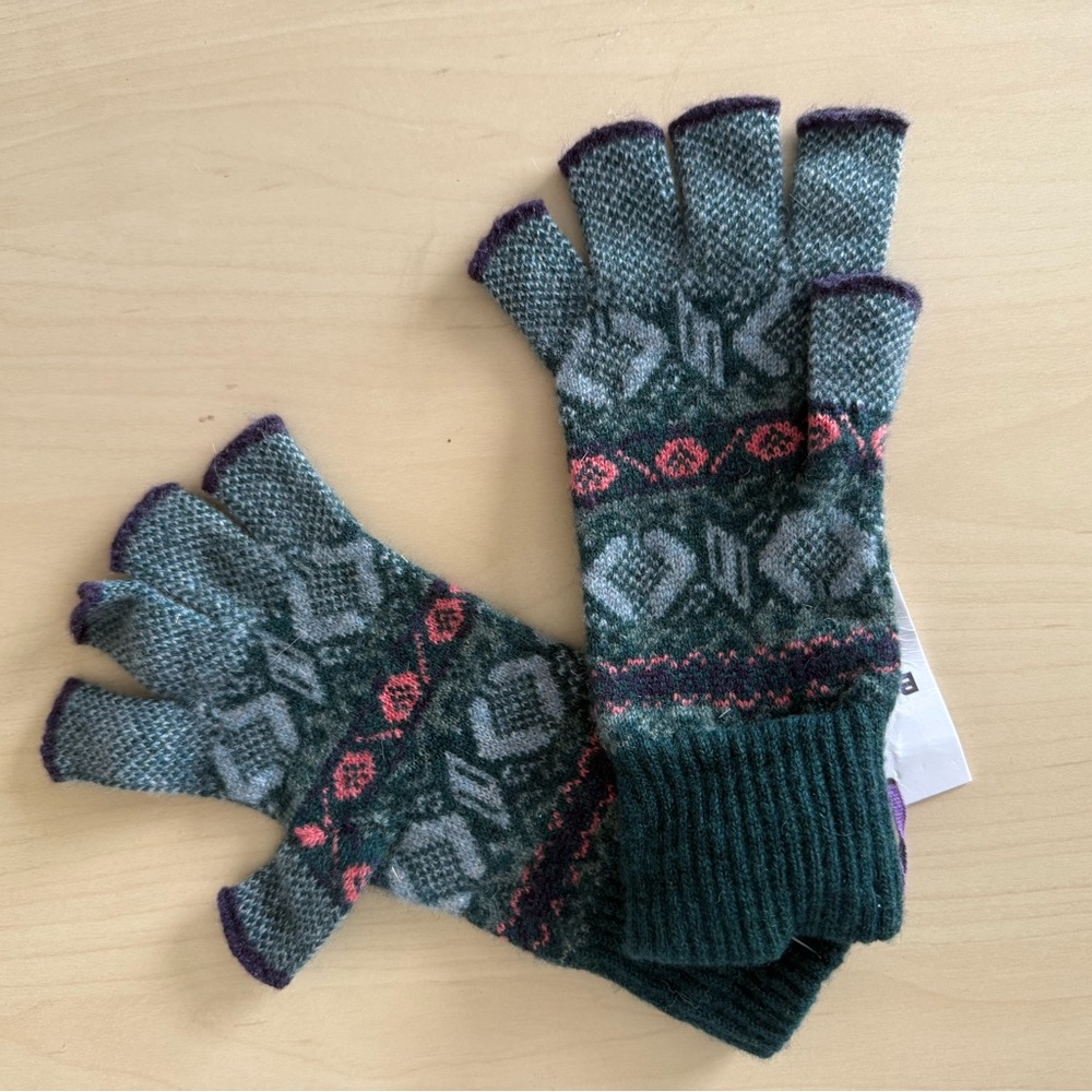 Brora Cashmere Patterned Fingerless Gloves